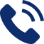 Navy blue phone handset icon with sound bars to look like it's ringing or speaking